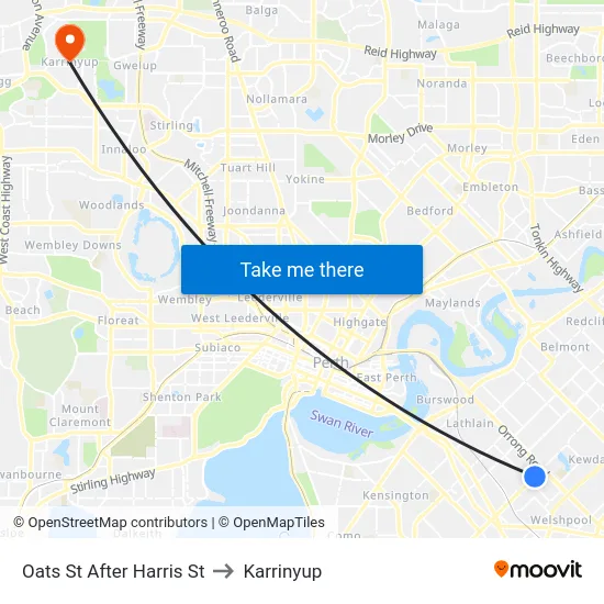 Oats St After Harris St to Karrinyup map