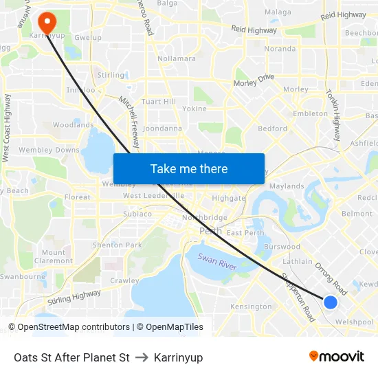Oats St After Planet St to Karrinyup map