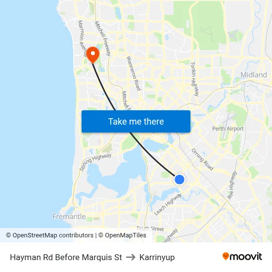 Hayman Rd Before Marquis St to Karrinyup map