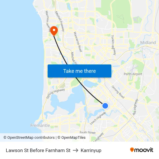 Lawson St Before Farnham St to Karrinyup map
