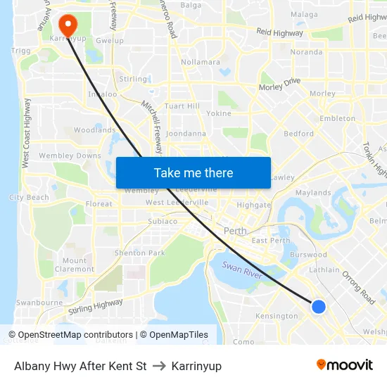 Albany Hwy After Kent St to Karrinyup map