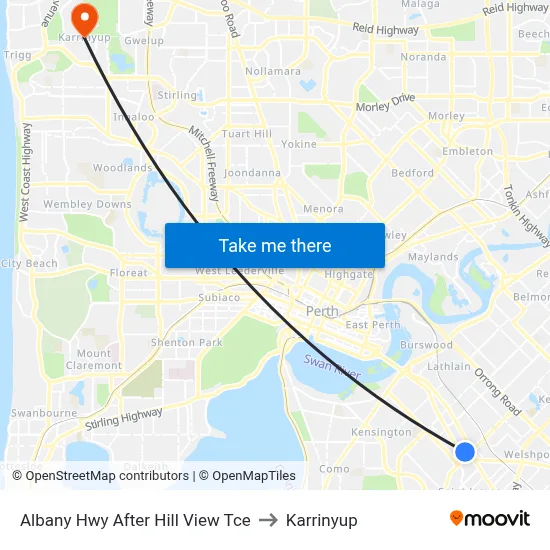 Albany Hwy After Hill View Tce to Karrinyup map