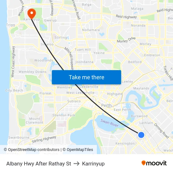 Albany Hwy After Rathay St to Karrinyup map