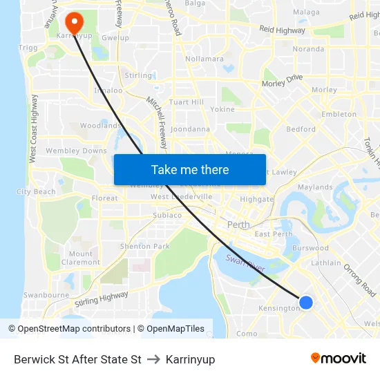 Berwick St After State St to Karrinyup map
