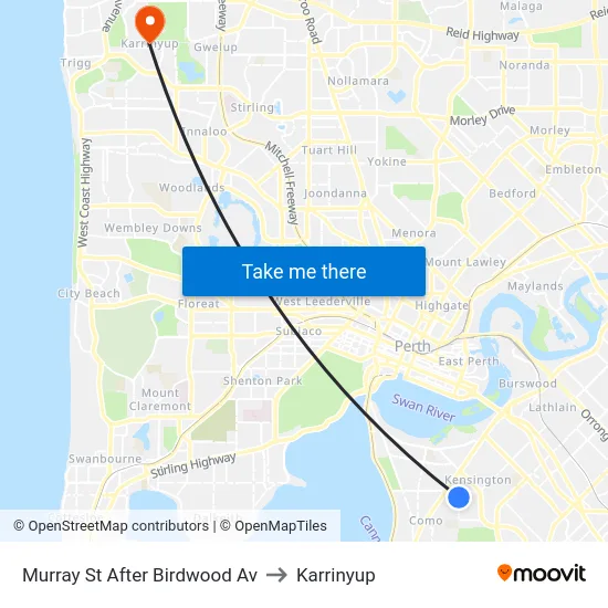 Murray St After Birdwood Av to Karrinyup map
