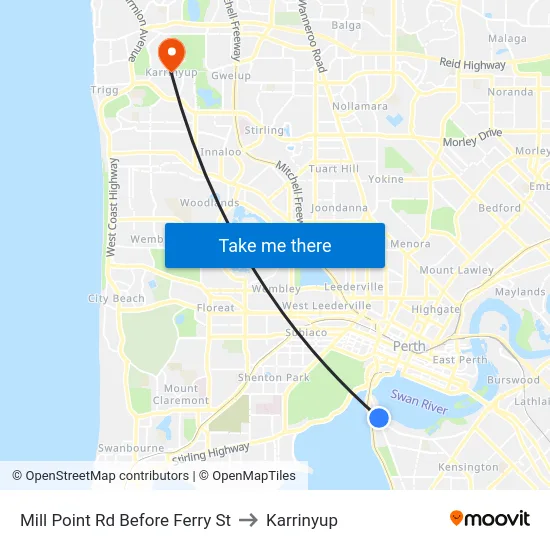 Mill Point Rd Before Ferry St to Karrinyup map