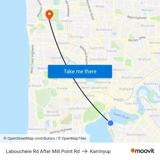 Labouchere Rd After Mill Point Rd to Karrinyup map