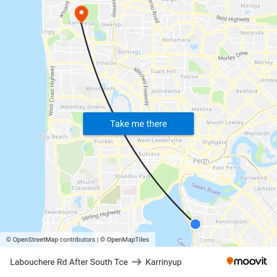 Labouchere Rd After South Tce to Karrinyup map