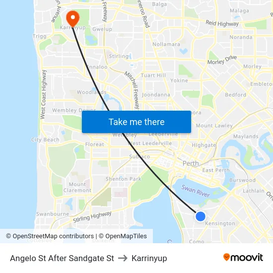 Angelo St After Sandgate St to Karrinyup map