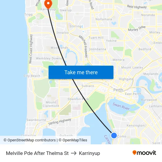 Melville Pde After Thelma St to Karrinyup map