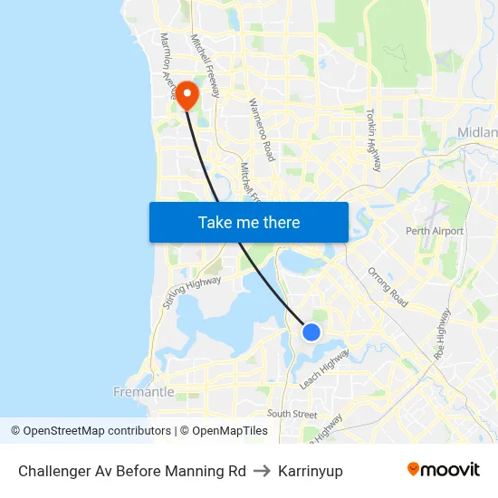 Challenger Av Before Manning Rd to Karrinyup map