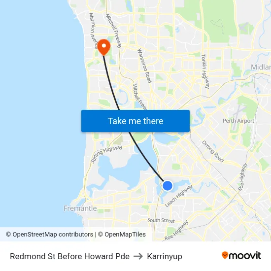 Redmond St Before Howard Pde to Karrinyup map