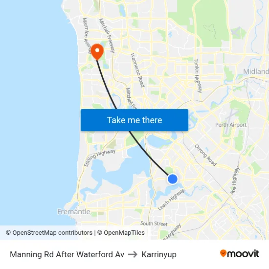 Manning Rd After Waterford Av to Karrinyup map