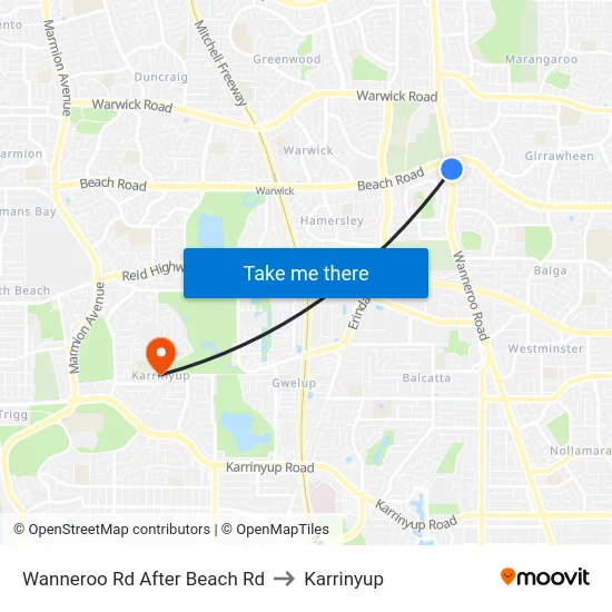 Wanneroo Rd After Beach Rd to Karrinyup map