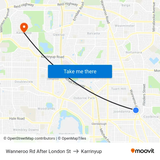 Wanneroo Rd After London St to Karrinyup map