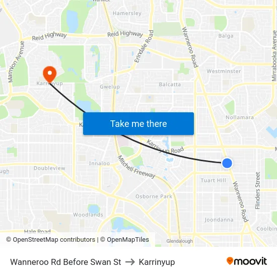Wanneroo Rd Before Swan St to Karrinyup map