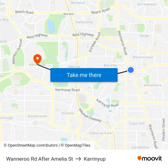 Wanneroo Rd After Amelia St to Karrinyup map