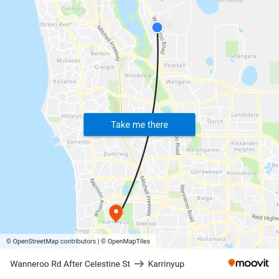 Wanneroo Rd After Celestine St to Karrinyup map