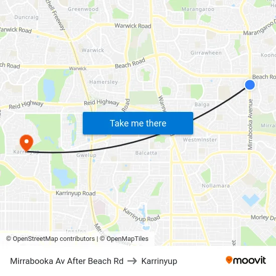Mirrabooka Av After Beach Rd to Karrinyup map