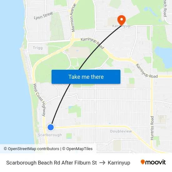Scarborough Beach Rd After Filburn St to Karrinyup map