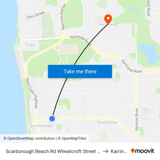 Scarborough Beach Rd Wheatcroft Street Cat Id 22 to Karrinyup map