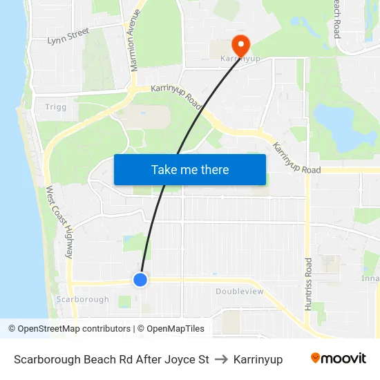Scarborough Beach Rd After Joyce St to Karrinyup map
