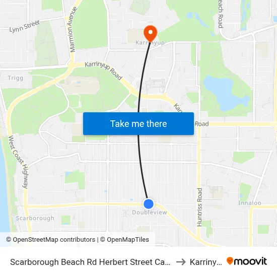 Scarborough Beach Rd Herbert Street Cat Id 27 to Karrinyup map