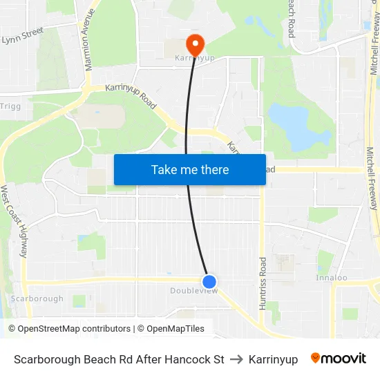 Scarborough Beach Rd After Hancock St to Karrinyup map