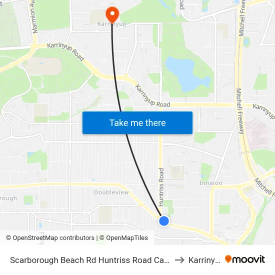 Scarborough Beach Rd Huntriss Road Cat Id 31 to Karrinyup map