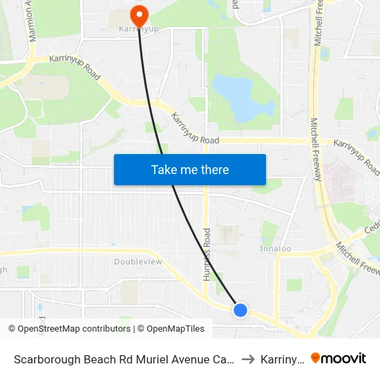 Scarborough Beach Rd Muriel Avenue Cat Id 32 to Karrinyup map