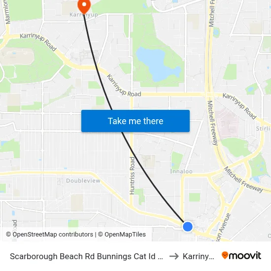 Scarborough Beach Rd Bunnings Cat Id 34 to Karrinyup map