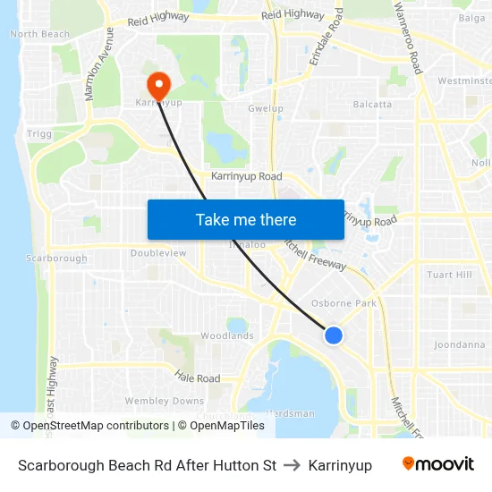 Scarborough Beach Rd After Hutton St to Karrinyup map