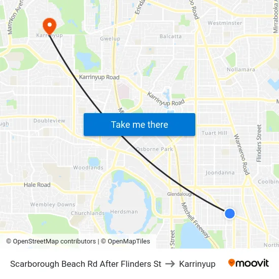 Scarborough Beach Rd After Flinders St to Karrinyup map