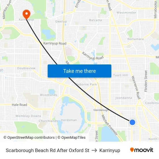 Scarborough Beach Rd After Oxford St to Karrinyup map
