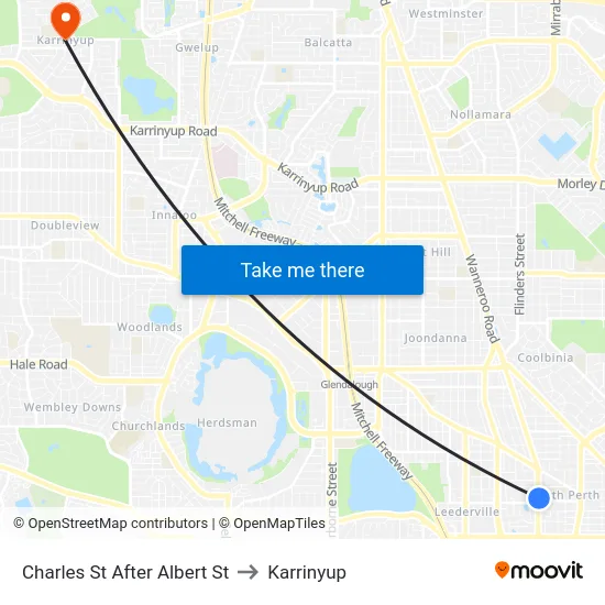 Charles St After Albert St to Karrinyup map