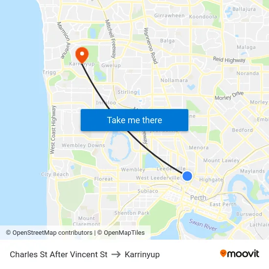 Charles St After Vincent St to Karrinyup map