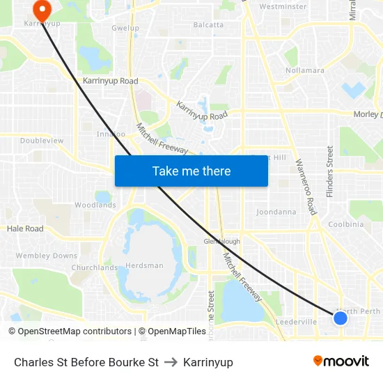 Charles St Before Bourke St to Karrinyup map