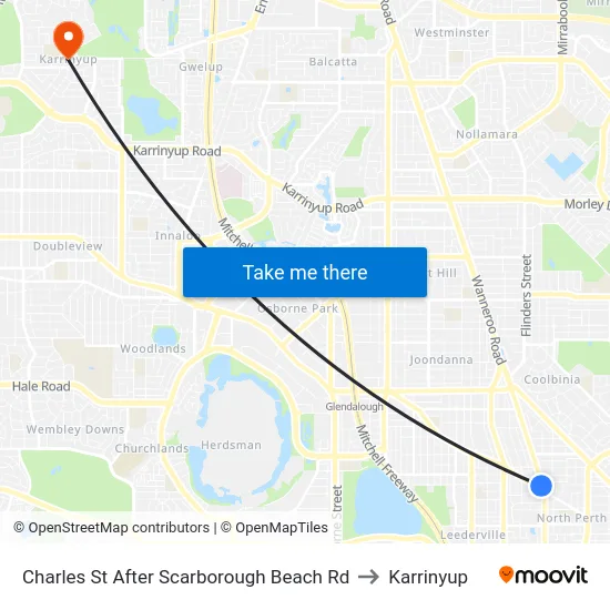 Charles St After Scarborough Beach Rd to Karrinyup map