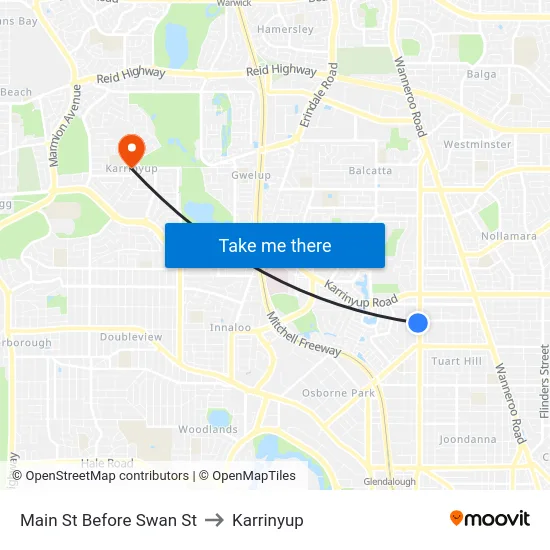 Main St Before Swan St to Karrinyup map