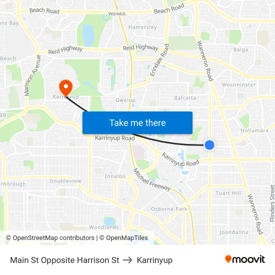Main St Opposite Harrison St to Karrinyup map