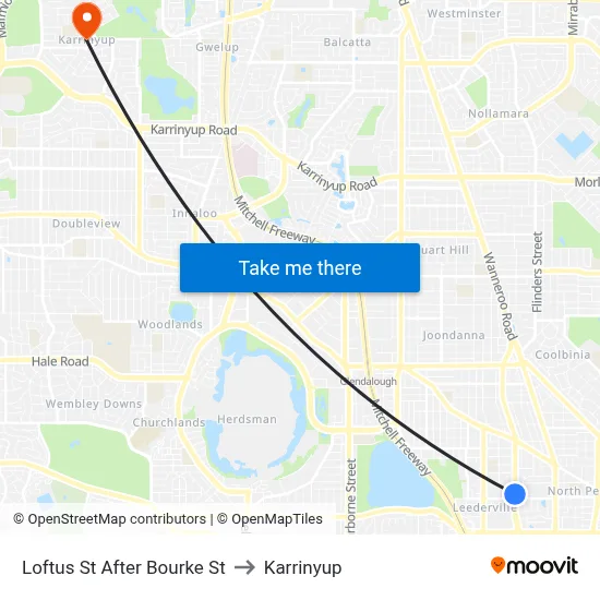 Loftus St After Bourke St to Karrinyup map