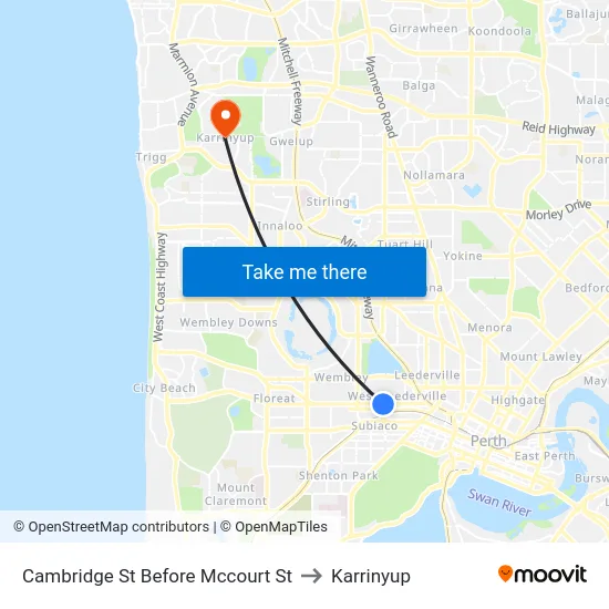 Cambridge St Before Mccourt St to Karrinyup map