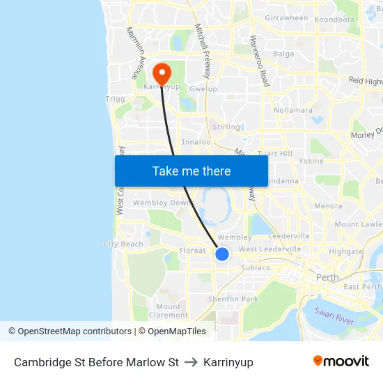 Cambridge St Before Marlow St to Karrinyup map