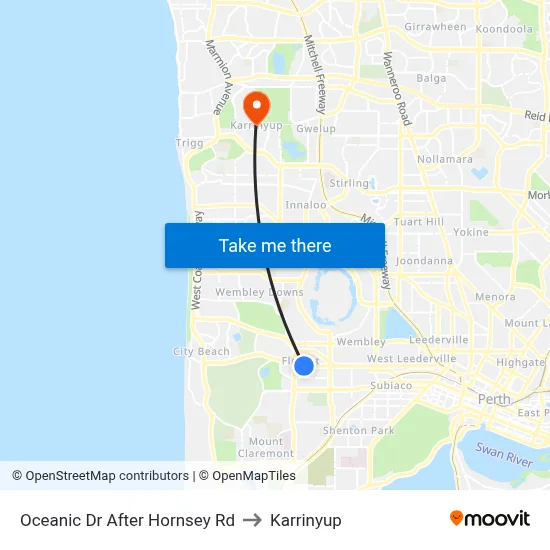 Oceanic Dr After Hornsey Rd to Karrinyup map