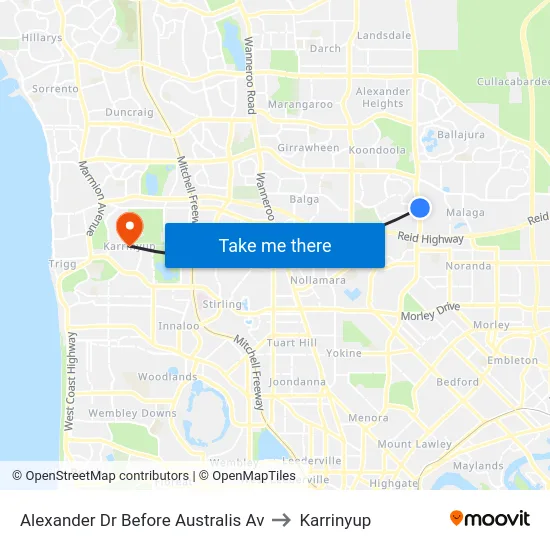 Alexander Dr Before Australis Av to Karrinyup map