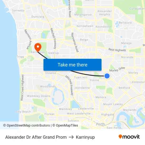Alexander Dr After Grand Prom to Karrinyup map