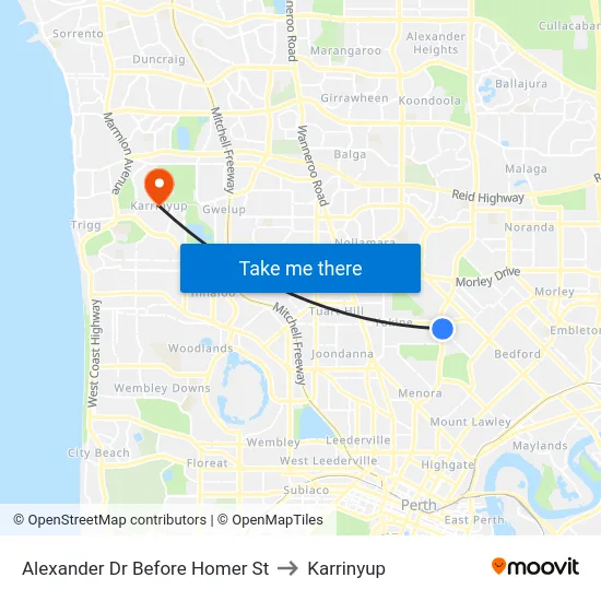Alexander Dr Before Homer St to Karrinyup map