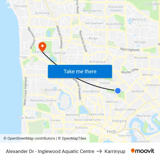 Alexander Dr - Inglewood Aquatic Centre to Karrinyup map