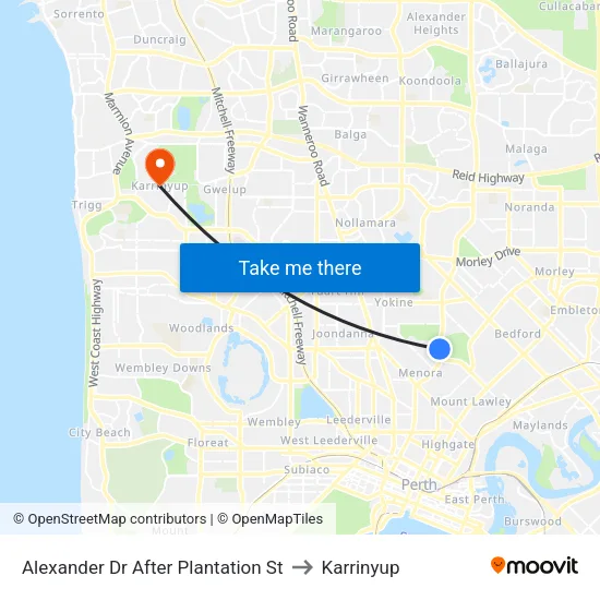 Alexander Dr After Plantation St to Karrinyup map