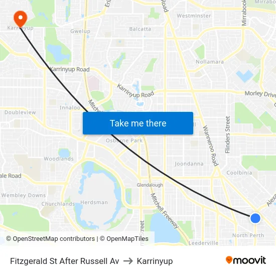 Fitzgerald St After Russell Av to Karrinyup map